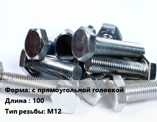 Болт с прямоугольной головкойх100 М12, цена за шт, кг цена от 1136 ₼ / кг, где купить, условия доставки в Баку и Бакинская области